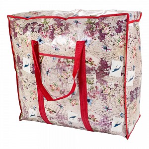 Praktická taška s pestrým vzorem a se zipem - velká SQ červená