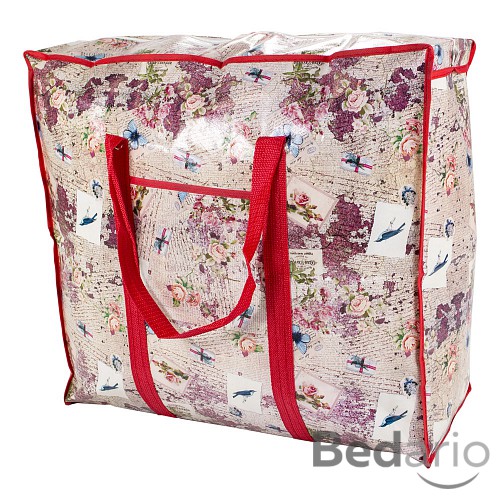 Praktická taška s pestrým vzorem a se zipem - velká SQ červená