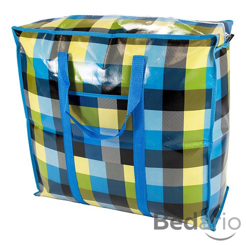 Praktická taška se vzorem kostky a se zipem - velká SQ modrá