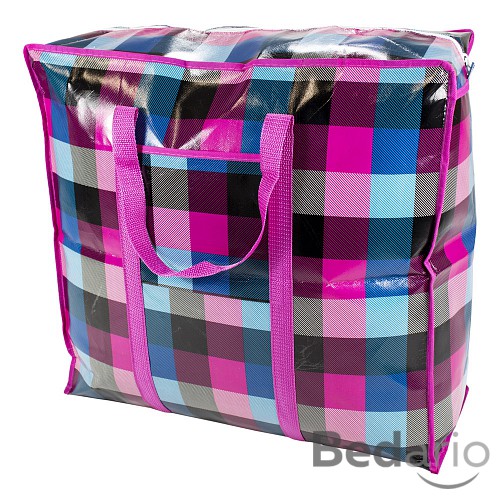 Praktická taška se vzorem kostky a se zipem - velká SQ růžová