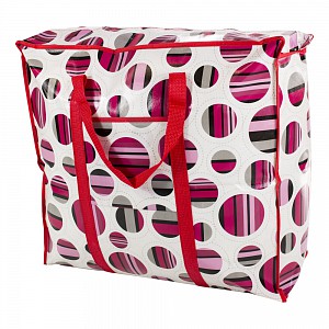 Praktická taška s kruhovým vzorem a se zipem - velká SQ červená