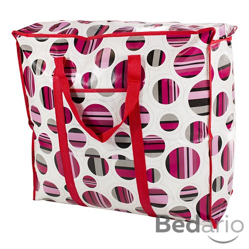 Praktická taška s kruhovým vzorem a se zipem - velká SQ červená