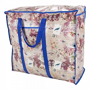 Praktická taška s pestrým vzorem a se zipem - velká SQ modrá