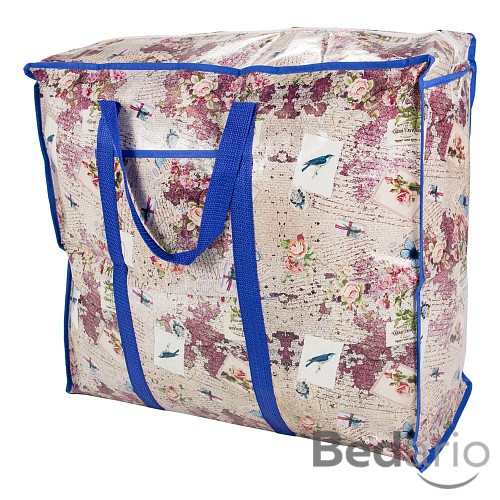 Praktická taška s pestrým vzorem a se zipem - velká SQ modrá