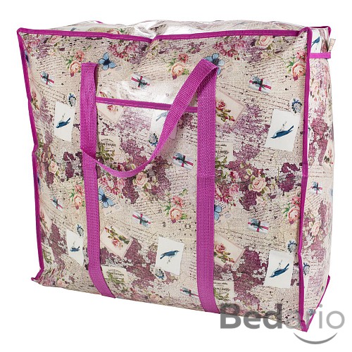 Praktická taška s pestrým vzorem a se zipem - velká SQ růžová