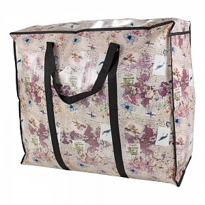 Praktická taška s pestrým vzorem a se zipem - velká Land černá