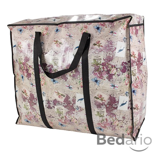 Praktická taška s pestrým vzorem a se zipem - velká Land černá