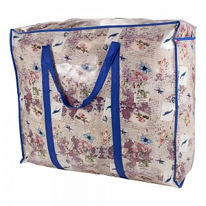 Praktická taška s pestrým vzorem a se zipem - velká Land modrá