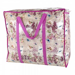 Praktická taška s pestrým vzorem a se zipem - velká Land růžová
