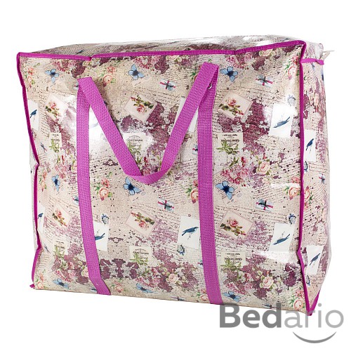 Praktická taška s pestrým vzorem a se zipem - velká Land růžová