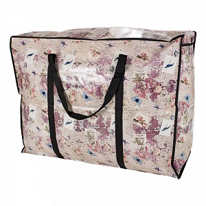 Praktická taška s pestrým vzorem a se zipem - extra velká Land černá