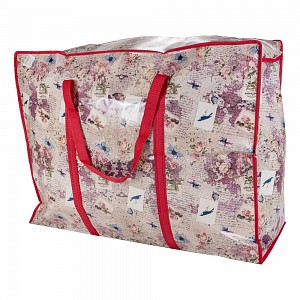 Praktická taška s pestrým vzorem a se zipem - extra velká Land červená