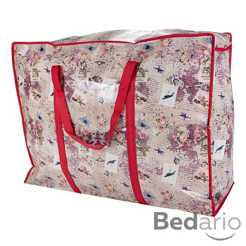 Praktická taška s pestrým vzorem a se zipem - extra velká Land červená