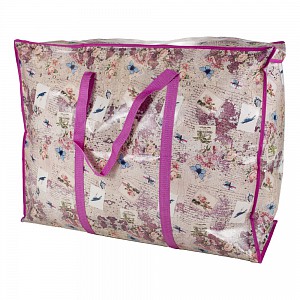 Praktická taška s pestrým vzorem a se zipem - extra velká Land růžová