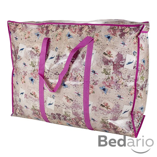 Praktická taška s pestrým vzorem a se zipem - extra velká Land růžová
