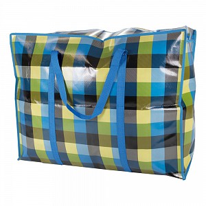 Praktická taška se vzorem kostky a se zipem - extra velká Land modrá