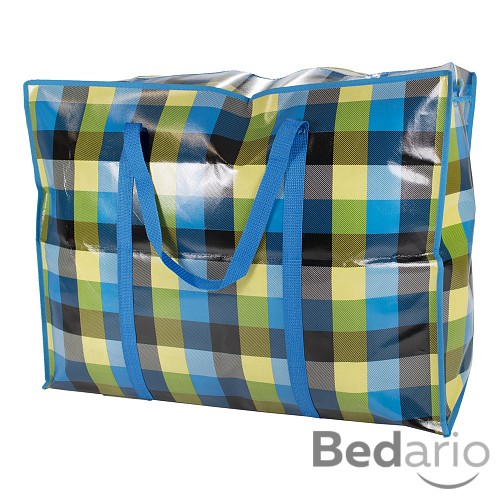 Praktická taška se vzorem kostky a se zipem - extra velká Land modrá