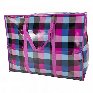 Praktická taška se vzorem kostky a se zipem - extra velká Land růžová