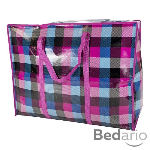 Praktická taška se vzorem kostky a se zipem - extra velká Land růžová