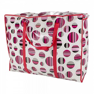 Praktická taška s kruhovým vzorem a se zipem - extra velká Land červená