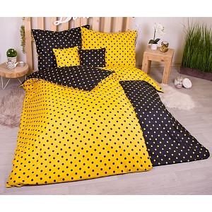 Sedmidílná sada hebkého povlečení s jemnými puntíky 140x200+70x90 Yellow & Black