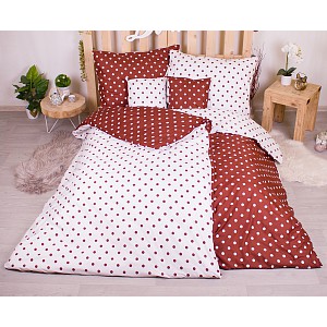 Sedmidílná sada hebkého povlečení s jemnými puntíky 140x200+70x90 Brown & White