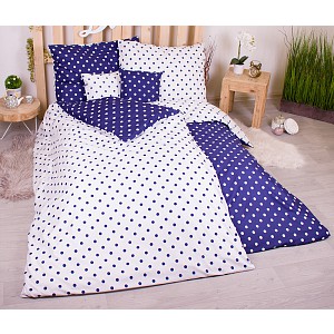 Sedmidílná sada hebkého povlečení s jemnými puntíky 140x200+70x90 Blue & White