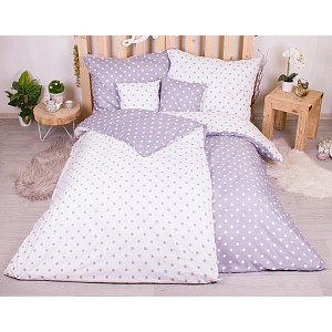 Sedmidílná sada hebkého povlečení s jemnými puntíky 140x200+70x90 Light Grey & White