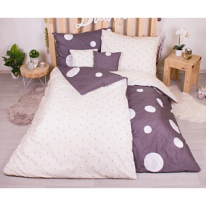 Sedmidílná sada hebkého povlečení se vzorem zatmění měsíce 140x200+70x90 Dark Grey & Cream