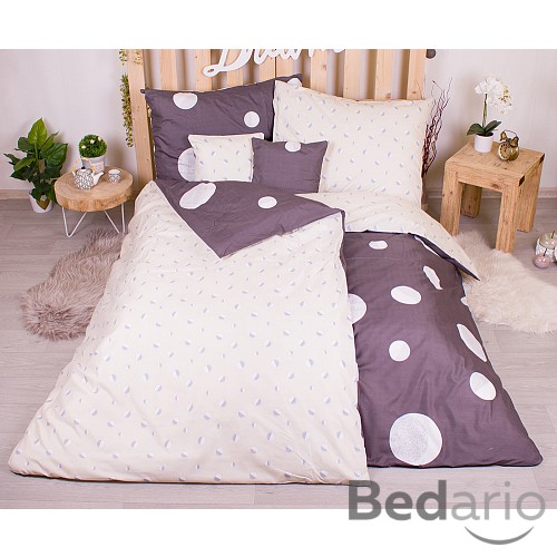 Sedmidílná sada hebkého povlečení se vzorem zatmění měsíce 140x200+70x90 Dark Grey & Cream