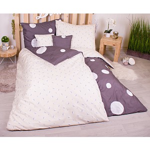 Sedmidílná sada hebkého povlečení se vzorem zatmění měsíce 140x200+70x90 Dark Grey & Cream