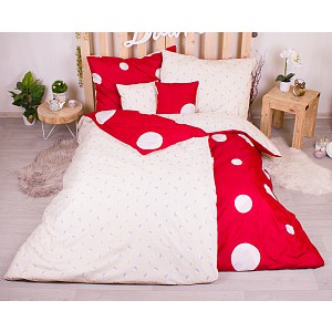 Sedmidílná sada hebkého povlečení se vzorem zatmění měsíce 140x200+70x90 Red & Cream