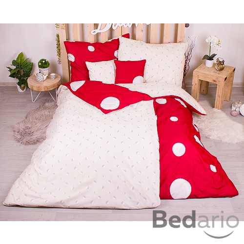 Sedmidílná sada hebkého povlečení se vzorem zatmění měsíce 140x200+70x90 Red & Cream