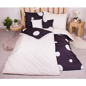 Sedmidílná sada hebkého povlečení se vzorem zatmění měsíce 140x200+70x90 Black & Cream