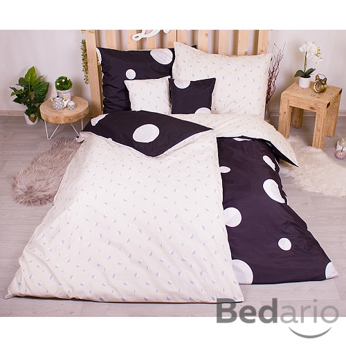 Sedmidílná sada hebkého povlečení se vzorem zatmění měsíce 140x200+70x90 Black & Cream