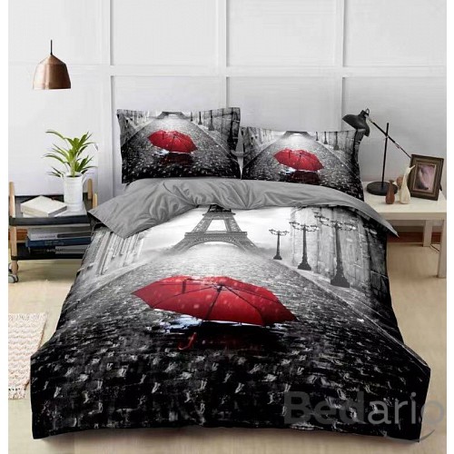 Třídílná sada 3D povlečení 140x200+70x90+40x50 - Red Umbrella