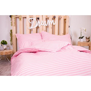 Sedmidílná sada hebkého povlečení s pruhovaným vzorem 140x200+70x90 Růžová
