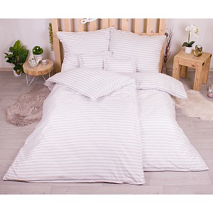 Sedmidílná sada hebkého povlečení s pruhovaným vzorem 140x200+70x90 Světle šedá