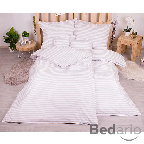 Sedmidílná sada hebkého povlečení s pruhovaným vzorem 140x200+70x90 Světle šedá