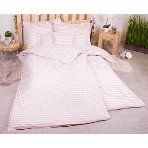 Sedmidílná sada hebkého povlečení s pruhovaným vzorem 140x200+70x90 Starorůžová