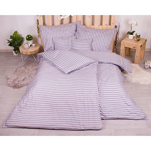 Sedmidílná sada hebkého povlečení s pruhovaným vzorem 140x200+70x90 Šedá