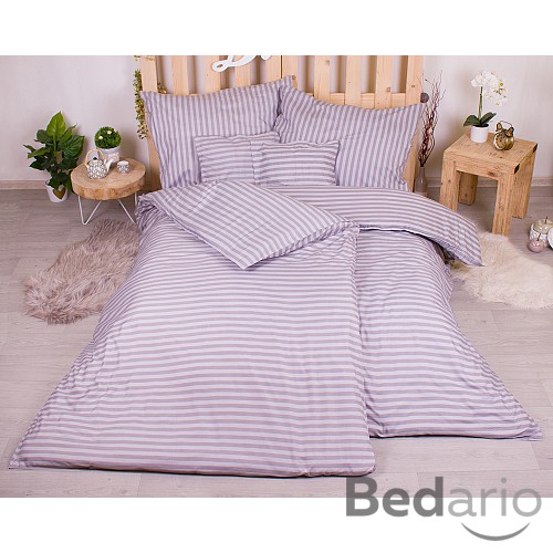 Sedmidílná sada hebkého povlečení s pruhovaným vzorem 140x200+70x90 Šedá