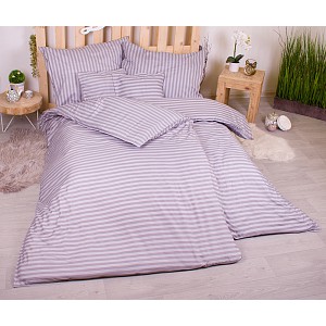 Sedmidílná sada hebkého povlečení s pruhovaným vzorem 140x200+70x90 Šedá