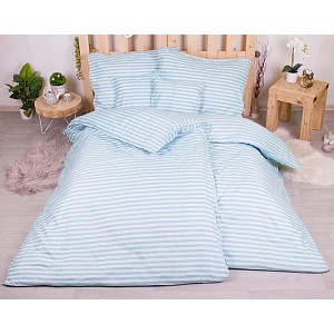Sedmidílná sada hebkého povlečení s pruhovaným vzorem 140x200+70x90 Mentolová