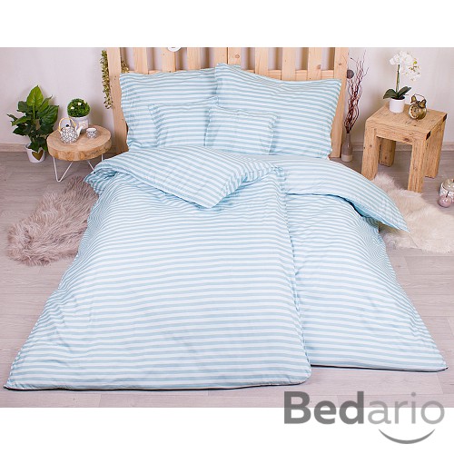 Sedmidílná sada hebkého povlečení s pruhovaným vzorem 140x200+70x90 Mentolová