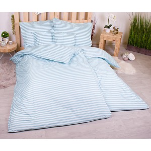 Sedmidílná sada hebkého povlečení s pruhovaným vzorem 140x200+70x90 Mentolová