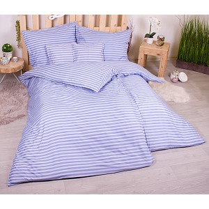 Sedmidílná sada hebkého povlečení s pruhovaným vzorem 140x200+70x90 Modrá