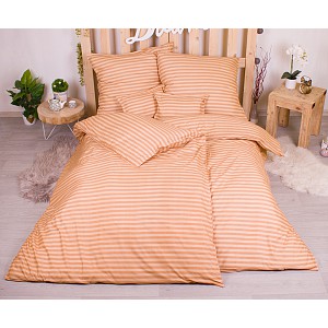 Sedmidílná sada hebkého povlečení s pruhovaným vzorem 140x200+70x90 Béžová