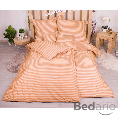 Sedmidílná sada hebkého povlečení s pruhovaným vzorem 140x200+70x90 Béžová