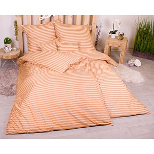 Sedmidílná sada hebkého povlečení s pruhovaným vzorem 140x200+70x90 Béžová